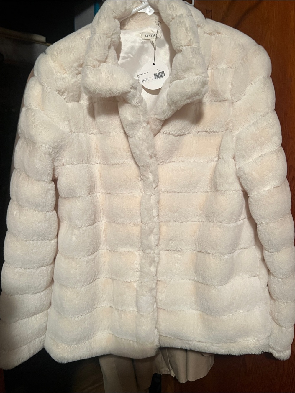 Women’s Plush Cream Teddy Jacket - Soft Faux Fur Coat